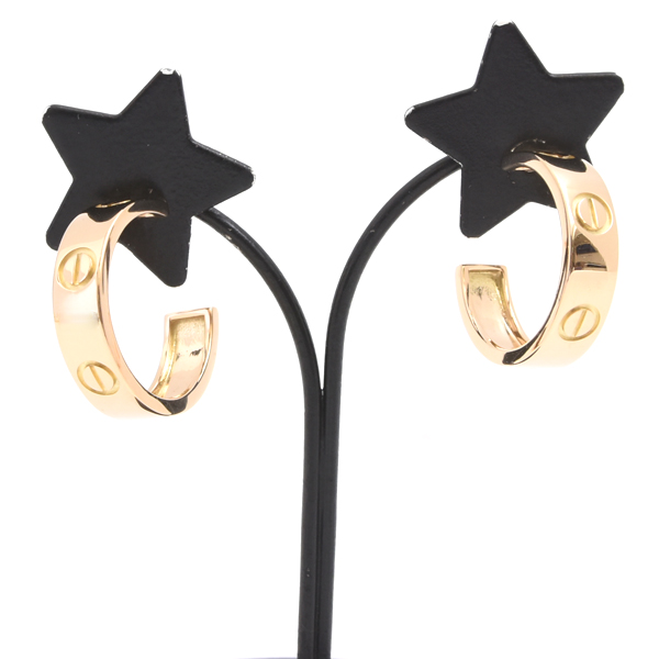 カルティエ ピアス レディース ラブ フープ ピアス 5.4mm幅 イエローゴールド Cartier 750YG 中古