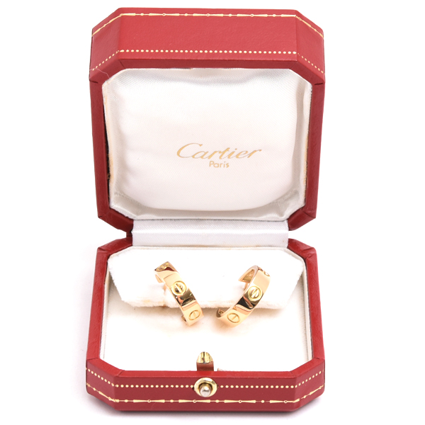カルティエ ピアス レディース ラブ フープ ピアス 5.4mm幅 イエローゴールド Cartier 750YG 中古