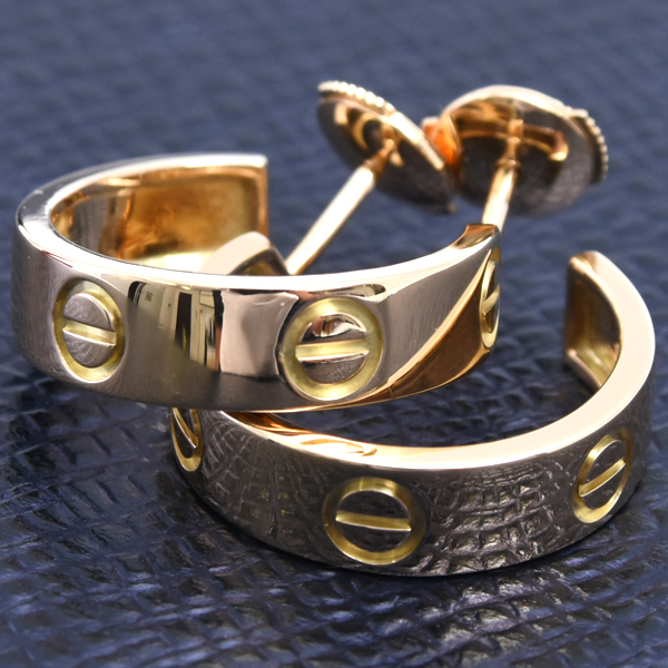 カルティエ ピアス レディース ラブ フープ ピアス 5.4mm幅 イエローゴールド Cartier 750YG 中古