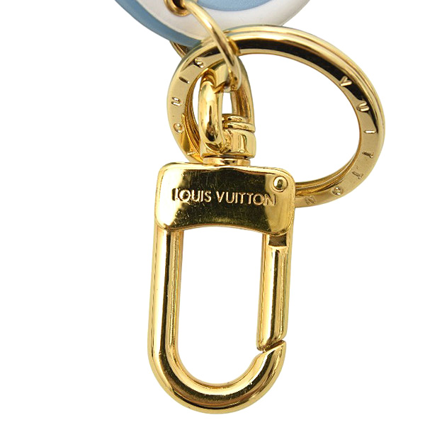 ルイヴィトン キーホルダー レディース ポルトクレ LVシール LV アニマル ミンクファー ブルー系 Louis Vuitton M00550 中古