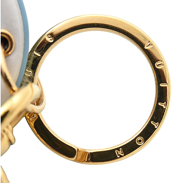 ルイヴィトン キーホルダー レディース ポルトクレ LVシール LV アニマル ミンクファー ブルー系 Louis Vuitton M00550 中古