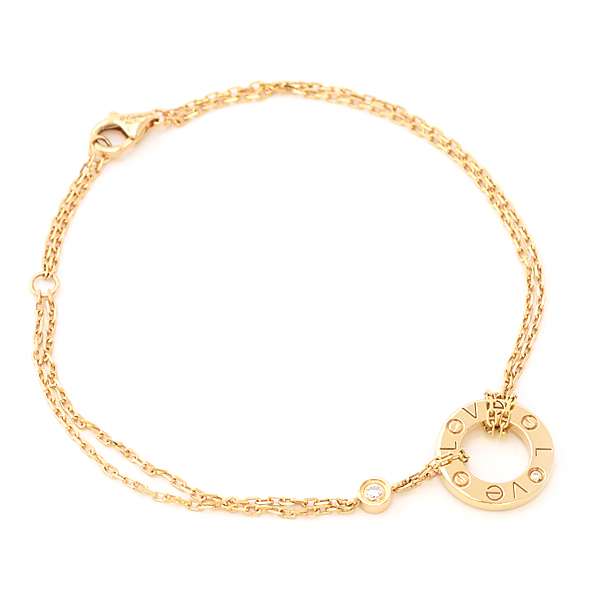 カルティエ ブレスレット レディース ラブサークル 2Pダイヤ ブレスレット イエローゴールド 750YG Cartier 中古