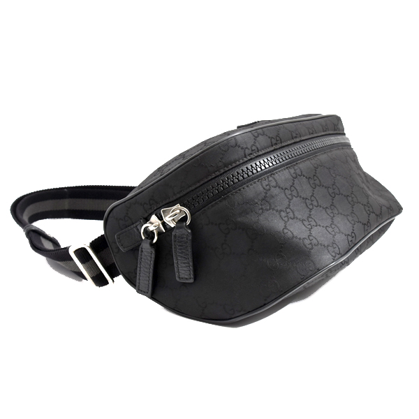 グッチ バッグ メンズ ベルトバッグ ボディバッグ GG ナイロン アウトレット ブラック GUCCI 449182 中古