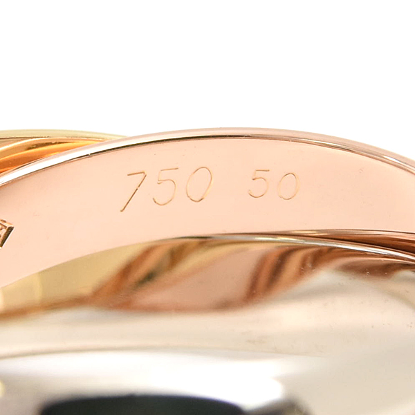 カルティエ 指輪 レディース トリニティ 3連 リング 50号 実寸9.5号 3.3mm幅 Cartier ゴールド 750YG×WG×PG 中古