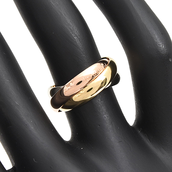 カルティエ 指輪 レディース トリニティ 3連 リング 50号 実寸9.5号 3.3mm幅 Cartier ゴールド 750YG×WG×PG 中古