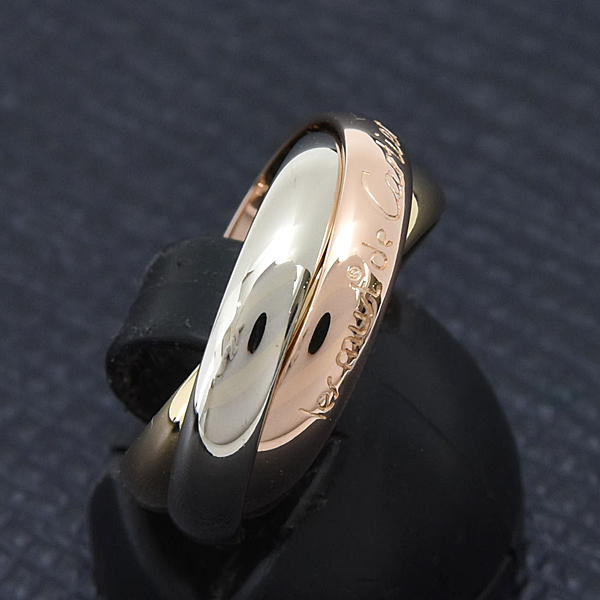 カルティエ 指輪 レディース トリニティ 3連 リング 50号 実寸9.5号 3.3mm幅 Cartier ゴールド 750YG×WG×PG 中古