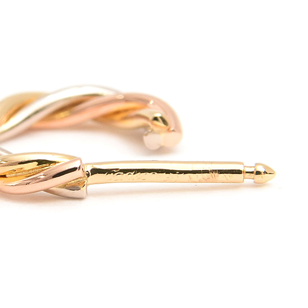 カルティエ ピアス レディース トリニティ ツイスト フープピアス ゴールド Cartier 750YG×WG×PG 中古