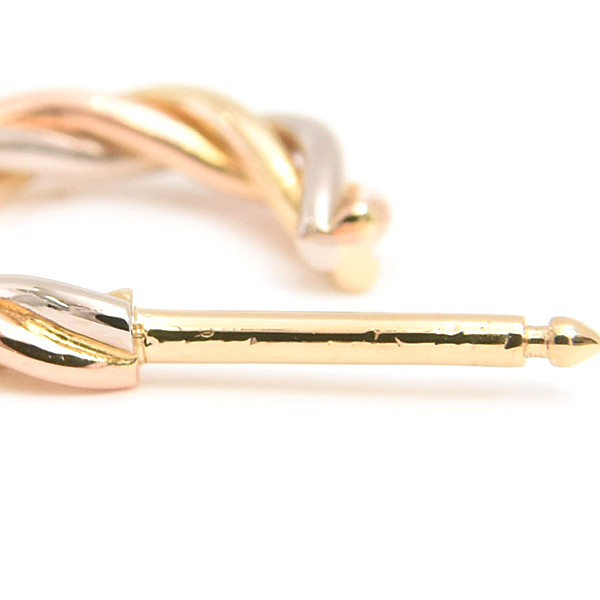 カルティエ ピアス レディース トリニティ ツイスト フープピアス ゴールド Cartier 750YG×WG×PG 中古