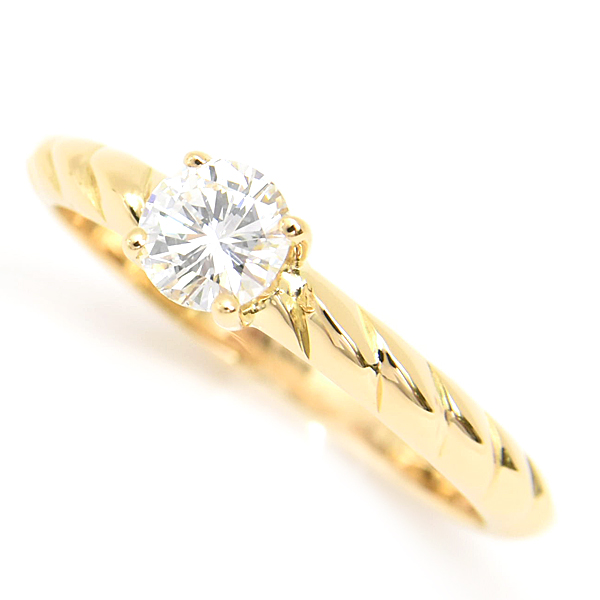ショーメ 指輪 レディース トルサード ダイヤ ソリテール リング 12.5号 D0.40ct E-VVS1-VG イエローゴールド CHAUMET 750YG 中古