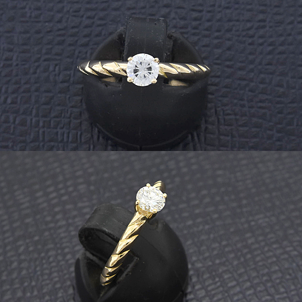 ショーメ 指輪 レディース トルサード ダイヤ ソリテール リング 12.5号 D0.40ct E-VVS1-VG イエローゴールド CHAUMET 750YG 中古