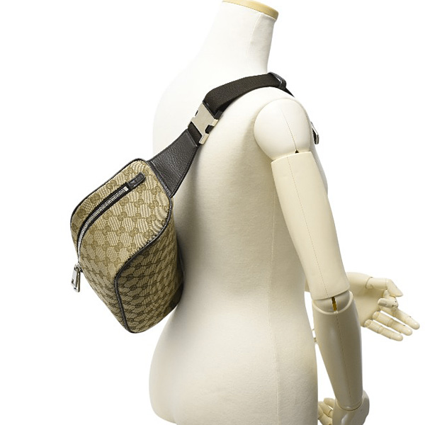 グッチ バッグ レディース メンズ ボディバッグ ベルトバッグ GGキャンバス ブラウン系 GUCCI 630915 中古