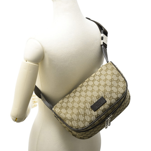 グッチ バッグ レディース メンズ ボディバッグ ベルトバッグ GGキャンバス ブラウン系 GUCCI 630915 中古