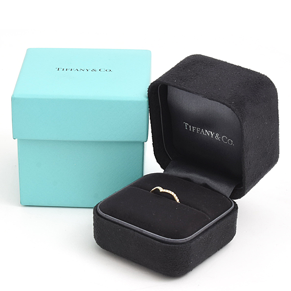 ティファニー 指輪 レディース ソレスト Vバンド ダイヤ リング 10号 イエローゴールド TIFFANY 750YG 中