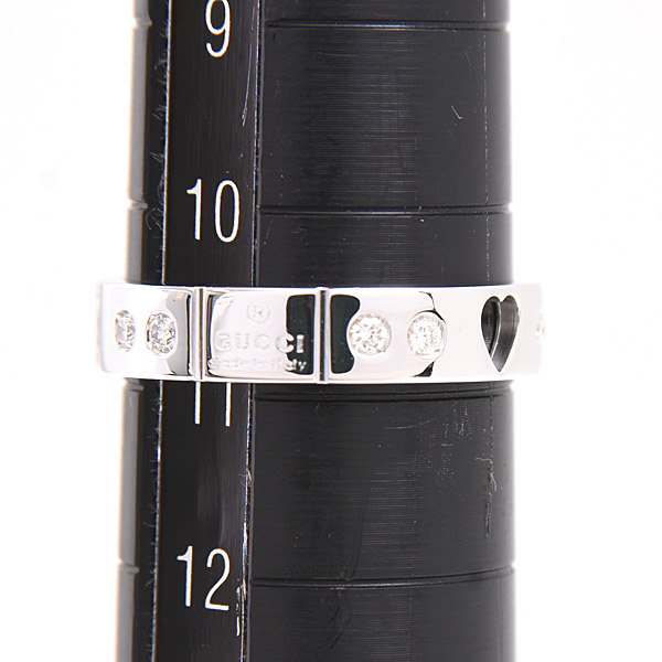 グッチ 指輪 レディース アイコン アモールリング ハート 10Pダイヤモンド 刻印サイズ11 実測10.5号 ホワイトゴールド GUCCI 750WG 中古