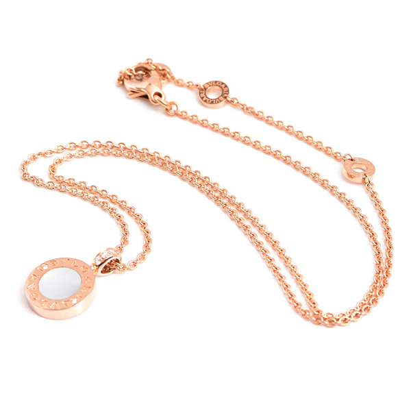 ブルガリ ネックレス レディース ブルガリブルガリ オニキス×シェル ダイヤ ネックレス ピンクゴールド BVLGARI 750PG 中古
