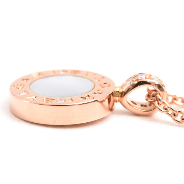 ブルガリ ネックレス レディース ブルガリブルガリ オニキス×シェル ダイヤ ネックレス ピンクゴールド BVLGARI 750PG 中古