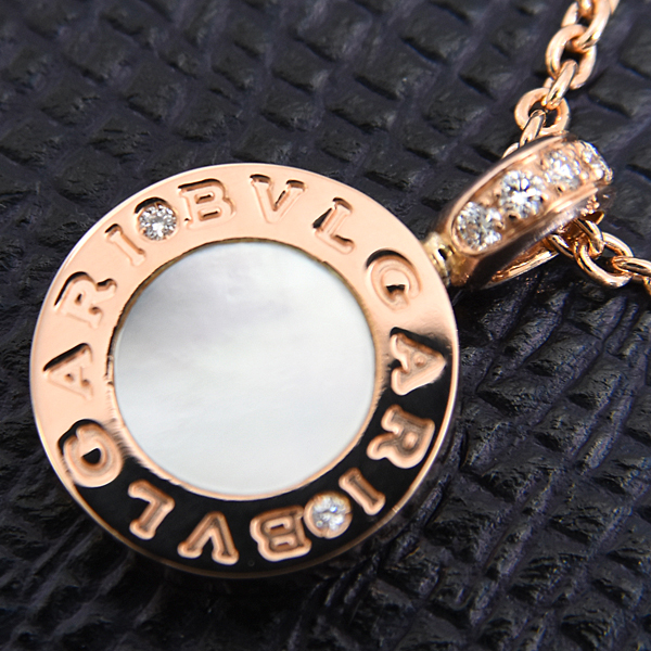 ブルガリ ネックレス レディース ブルガリブルガリ オニキス×シェル ダイヤ ネックレス ピンクゴールド BVLGARI 750PG 中古