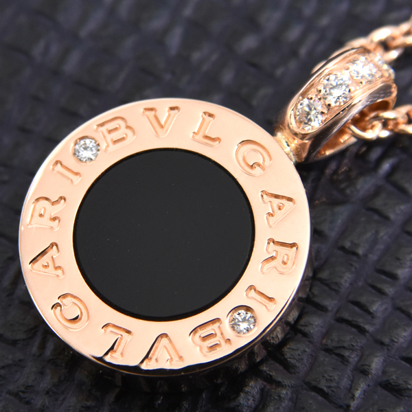 ブルガリ ネックレス レディース ブルガリブルガリ オニキス×シェル ダイヤ ネックレス ピンクゴールド BVLGARI 750PG 中古