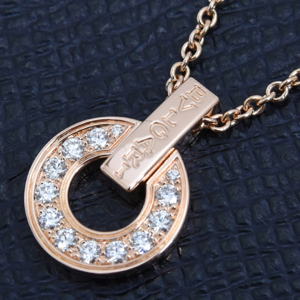 ブルガリ ネックレス レディース オープンワーク ダイヤ ネックレス ピンクゴールド BVLGARI 750PG 中古