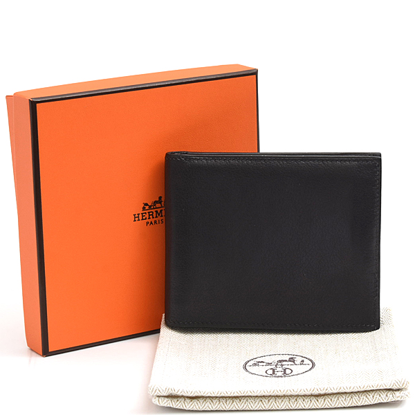 エルメス 財布 メンズ MC2 コペルニクス コンパクト 二つ折り 札入れ □H刻 ブラック HERMES エバーグレイン 中古