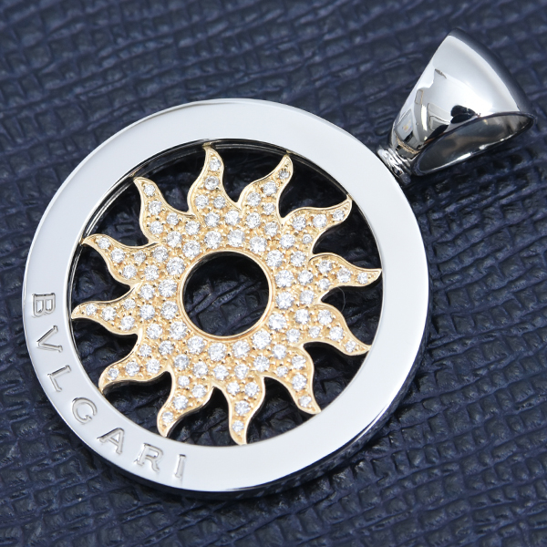 ブルガリ ペンダント メンズ トンドサン パヴェダイヤモンド ペンダントトップ ステンレス ゴールド BVLGARI SS×750YG 中古