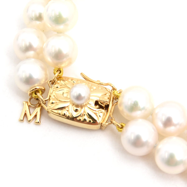 ミキモト ブレス レディース 2連 パール ブレスレット 7.5mm～7.9mm珠 ゴールド MIKIMOTO K18 中古