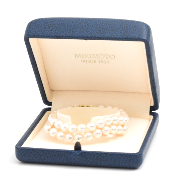 ミキモト ブレス レディース 2連 パール ブレスレット 7.5mm～7.9mm珠 ゴールド MIKIMOTO K18 中古