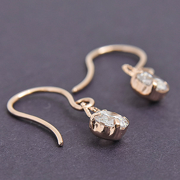 ヨンドシー ピアス レディース オープンハート フックピアス スイングピアス 1Pクリアストーン ピンクゴールド 4℃ K10PG 417PG 中古
