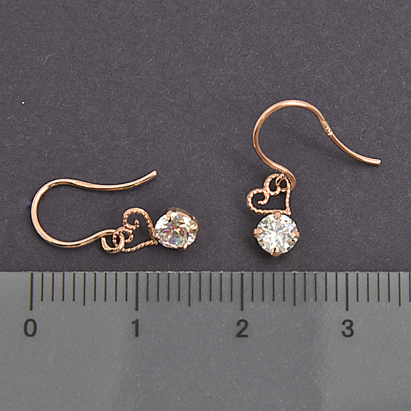 ヨンドシー ピアス レディース オープンハート フックピアス スイングピアス 1Pクリアストーン ピンクゴールド 4℃ K10PG 417PG 中古