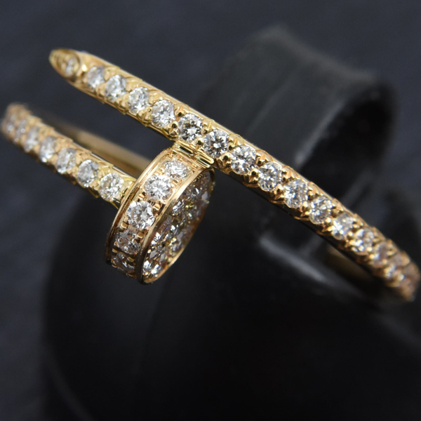 カルティエ 指輪 レディース ジュストアンクル SM ダイヤ リング 52号 ピンクゴールド Cartier 750PG 中古