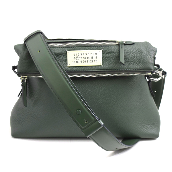 メゾンマルジェラ バッグ メンズ レディーズ 5AC ショルダーバッグ ハンドバッグ レザー グリーン Maison Margiela SB1WG003 中古
