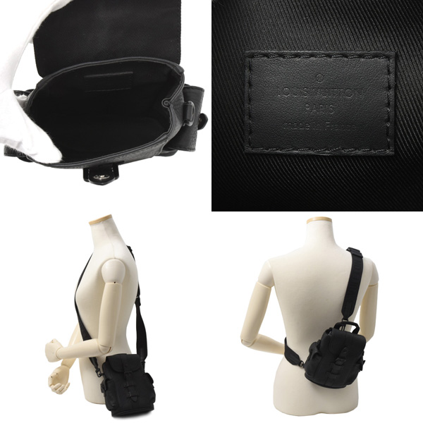 ルイヴィトン バッグ メンズ ナノ クリストファー ショルダーバッグ 2WAY トリヨンレザー ノワール Louis Vuitton M83164 中古