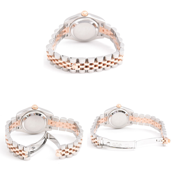 ロレックス 時計 レディース デイトジャスト 10Pダイヤ D番 自動巻 ゴールドダスト シェル文字盤 SS×PG ROLEX 179171NG 中古