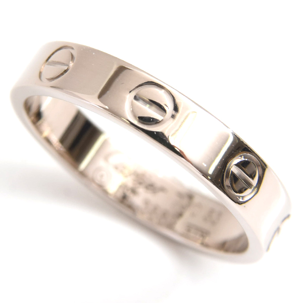 カルティエ 指輪 レディース ミニラブ リング 保証書付 53号 ホワイトゴールド Cartier 750WG 中古