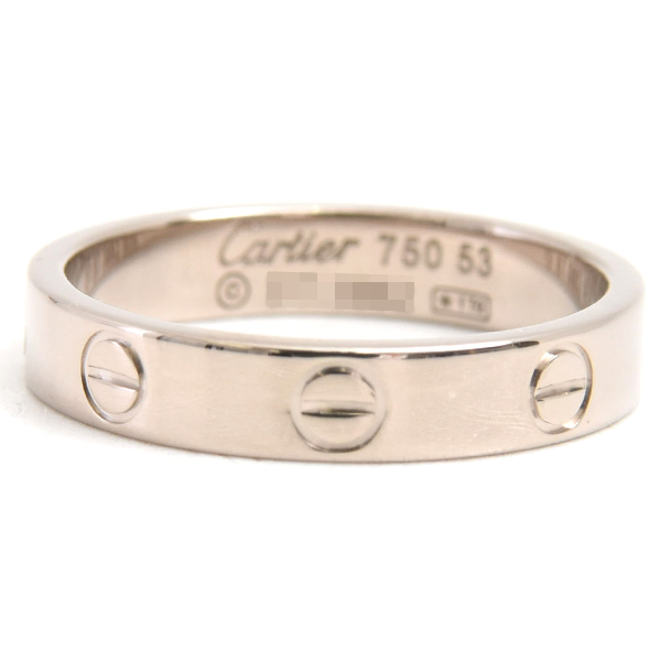 カルティエ 指輪 レディース ミニラブ リング 保証書付 53号 ホワイトゴールド Cartier 750WG 中古