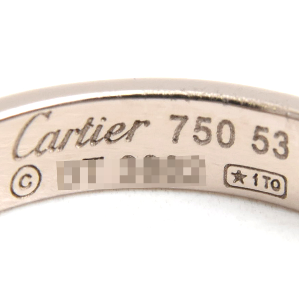カルティエ 指輪 レディース ミニラブ リング 保証書付 53号 ホワイトゴールド Cartier 750WG 中古