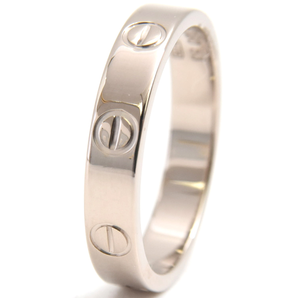 カルティエ 指輪 レディース ミニラブ リング 保証書付 53号 ホワイトゴールド Cartier 750WG 中古