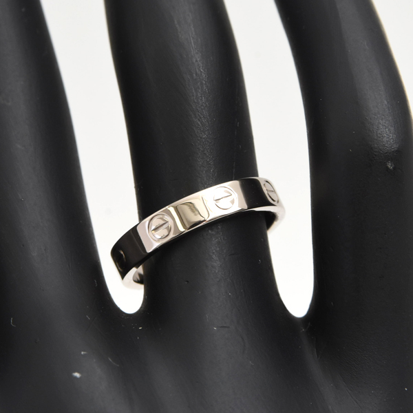 カルティエ 指輪 レディース ミニラブ リング 保証書付 53号 ホワイトゴールド Cartier 750WG 中古