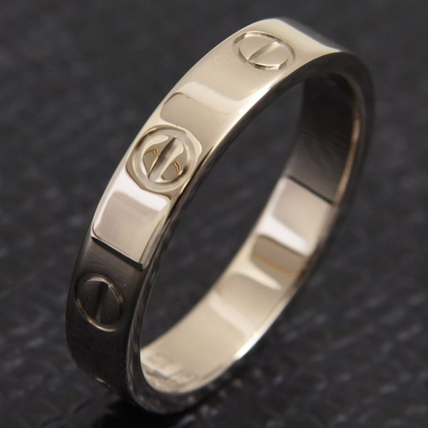 カルティエ 指輪 レディース ミニラブ リング 保証書付 53号 ホワイトゴールド Cartier 750WG 中古