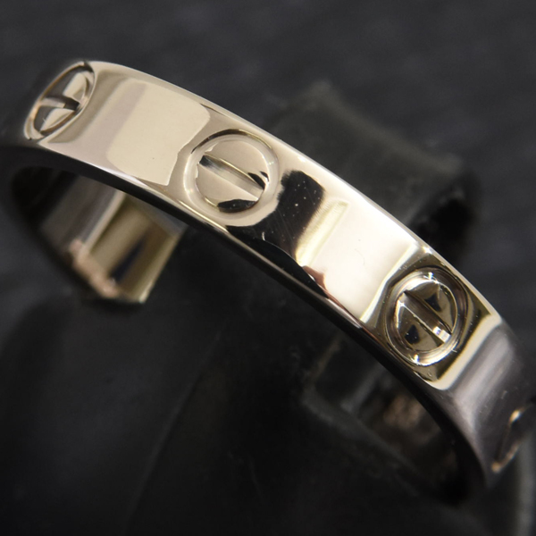 カルティエ 指輪 レディース ミニラブ リング 保証書付 53号 ホワイトゴールド Cartier 750WG 中古