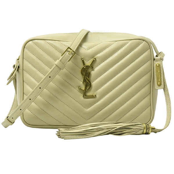 サンローラン バッグ レディース ルー カメラバッグ ショルダーバッグ カサンドラ レザー ベージュ SAINT LAURENT 574494 中古