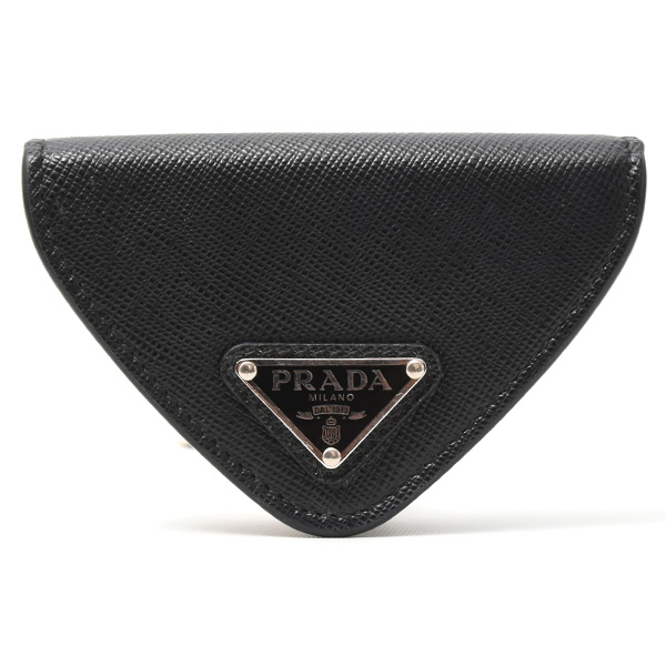プラダ 財布 メンズ トライアングル コインケース サフィアーノレザー NERO PRADA 2MM004 中古