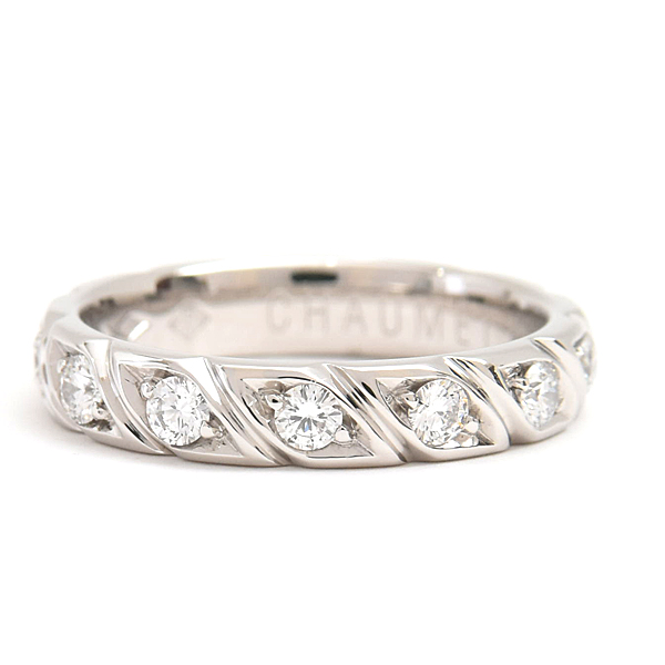 ショーメ 指輪 レディース トルサード 7Pダイヤ マリッジ リング 9号 プラチナ CHAUMET PT950 中古