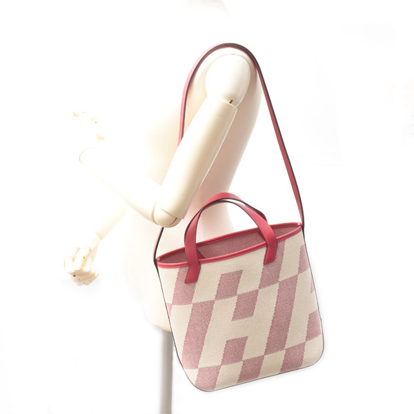 エルメス バッグ レディース H アンビエ 27 ハンドバッグ トワルアッシュ×スイフト フランボワーズ HERMES 中古