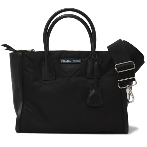プラダ バッグ レディース 2WAY トート ショルダーバッグ ナイロン ブラック PRADA 1BA183 中古