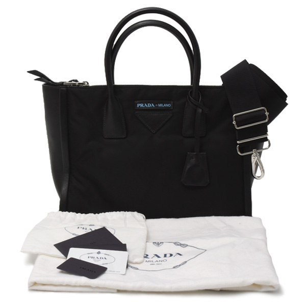 プラダ バッグ レディース 2WAY トート ショルダーバッグ ナイロン ブラック PRADA 1BA183 中古