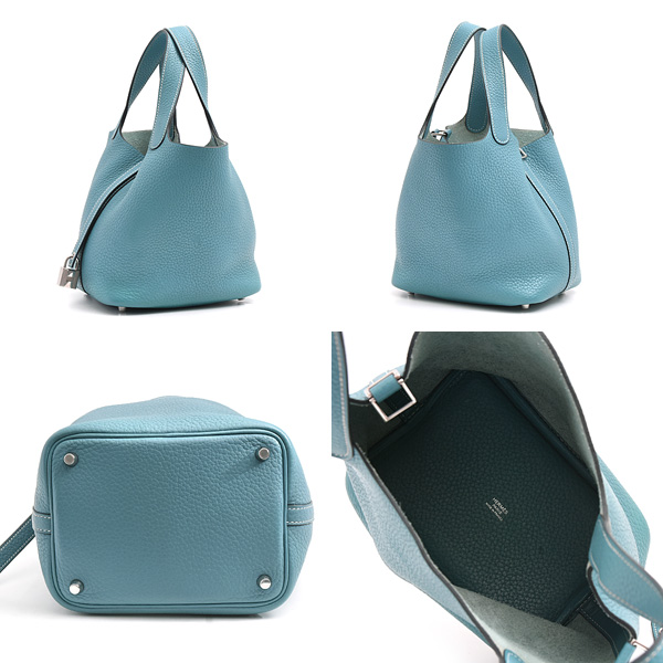 エルメス バッグ レディース ピコタンロックPM □R刻 トリヨンクレマンス ブルージーン HERMES 中古