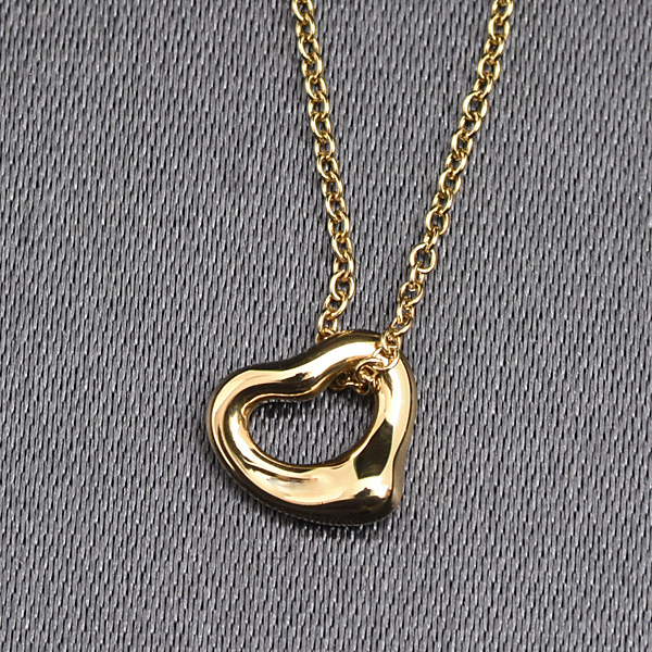 ティファニー ネックレス レディース オープン ハート ペンダント イエローゴールド 7mm プチネックレス 750YG TIFFANY 中古