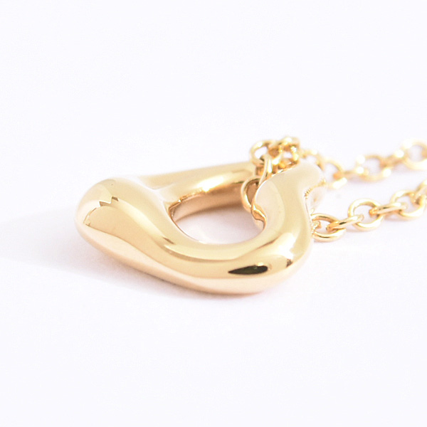 ティファニー ネックレス レディース オープン ハート ペンダント イエローゴールド 7mm プチネックレス 750YG TIFFANY 中古