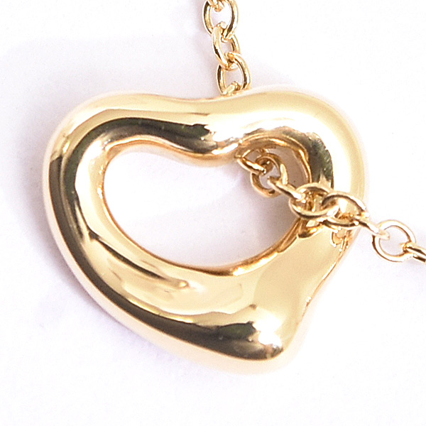 ティファニー ネックレス レディース オープン ハート ペンダント イエローゴールド 7mm プチネックレス 750YG TIFFANY 中古